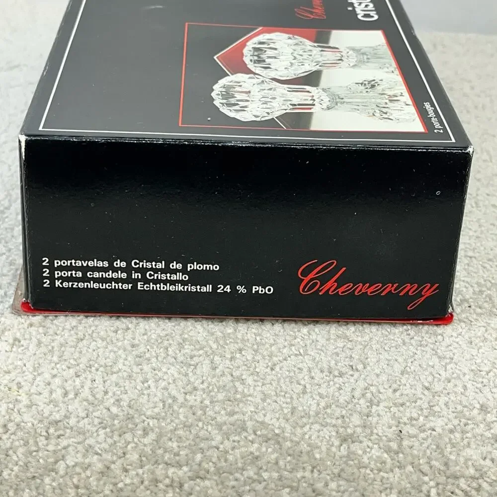 Lead Crystal Taper Candle Holders Set of 2 W/ Box Cheverny Cristal D'arques VTG